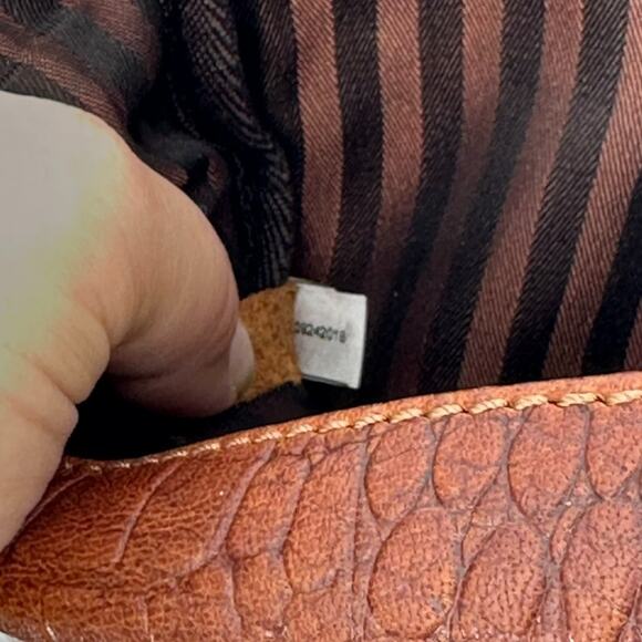 Jack Georges Hornback Croco Buffalo Leather Crossbody Purse Brown Snap Card Slot - Picture 5 of 11